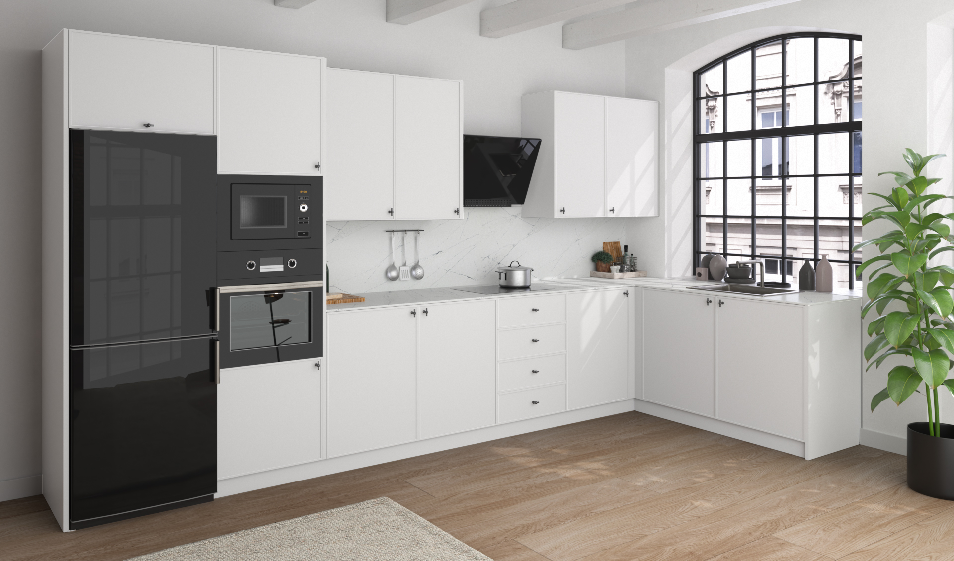 Puerta de Cocina Trento Blanco Polar Seda 78 - Imagen 2
