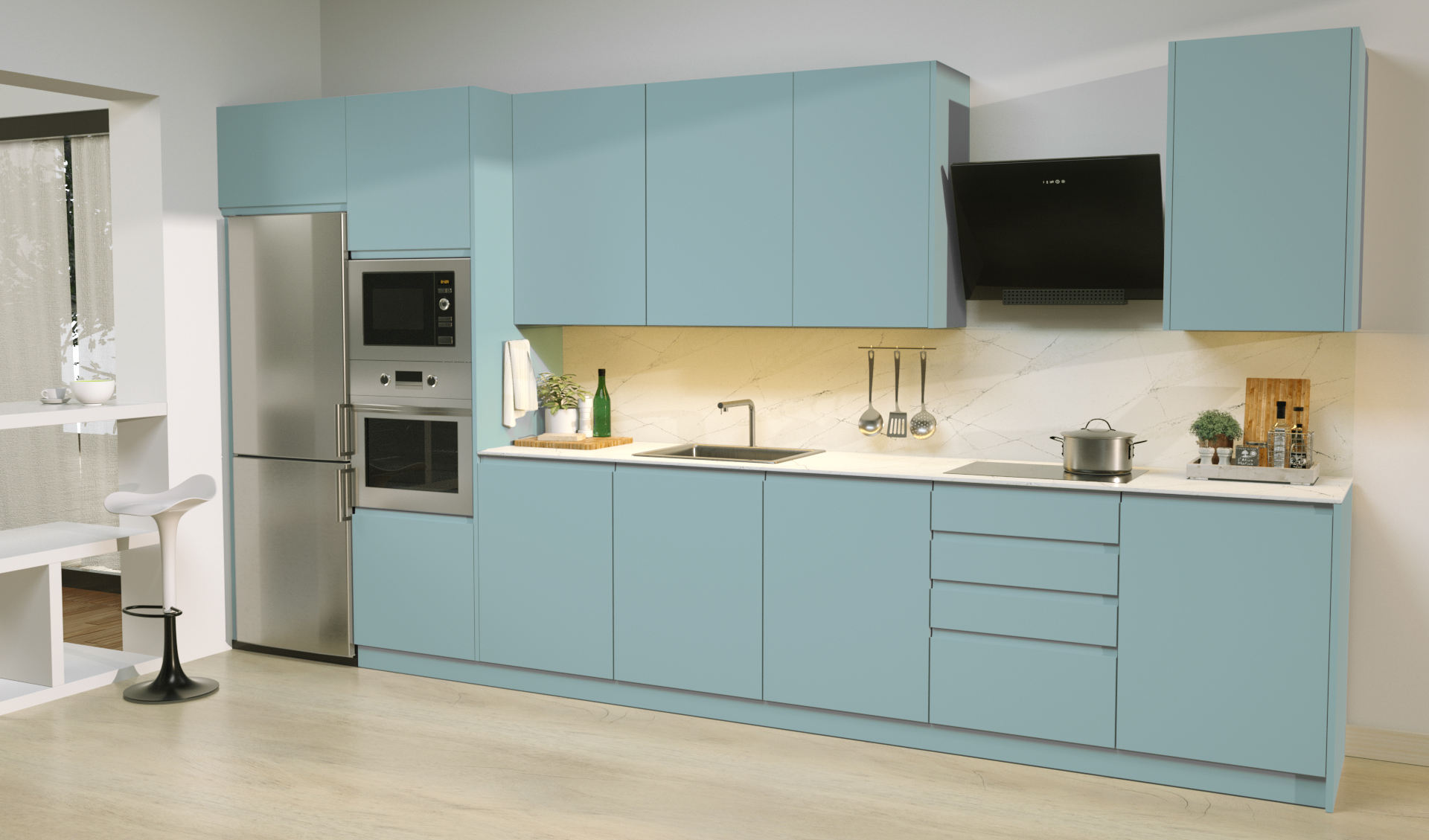Puerta de Cocina Palma Touch Aguamarina Seda - Image 2