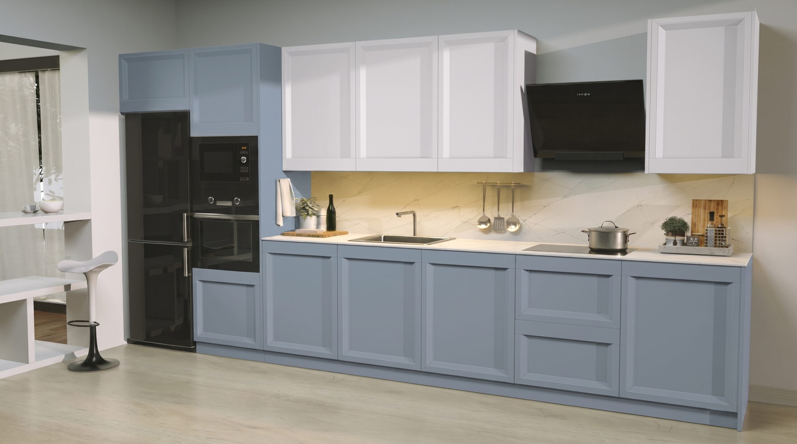 Puerta de cocina Kansas Azul Claro Seda 79 - Imagen 2