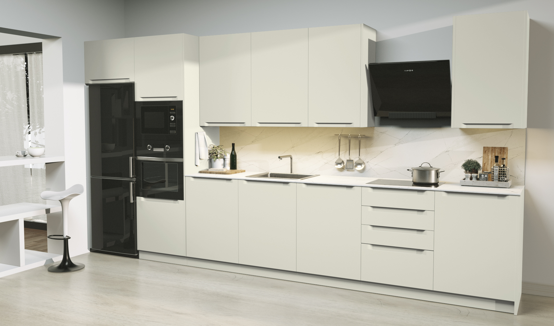 Puerta de cocina Laredo Marfil Seda 302 - Imagen 2