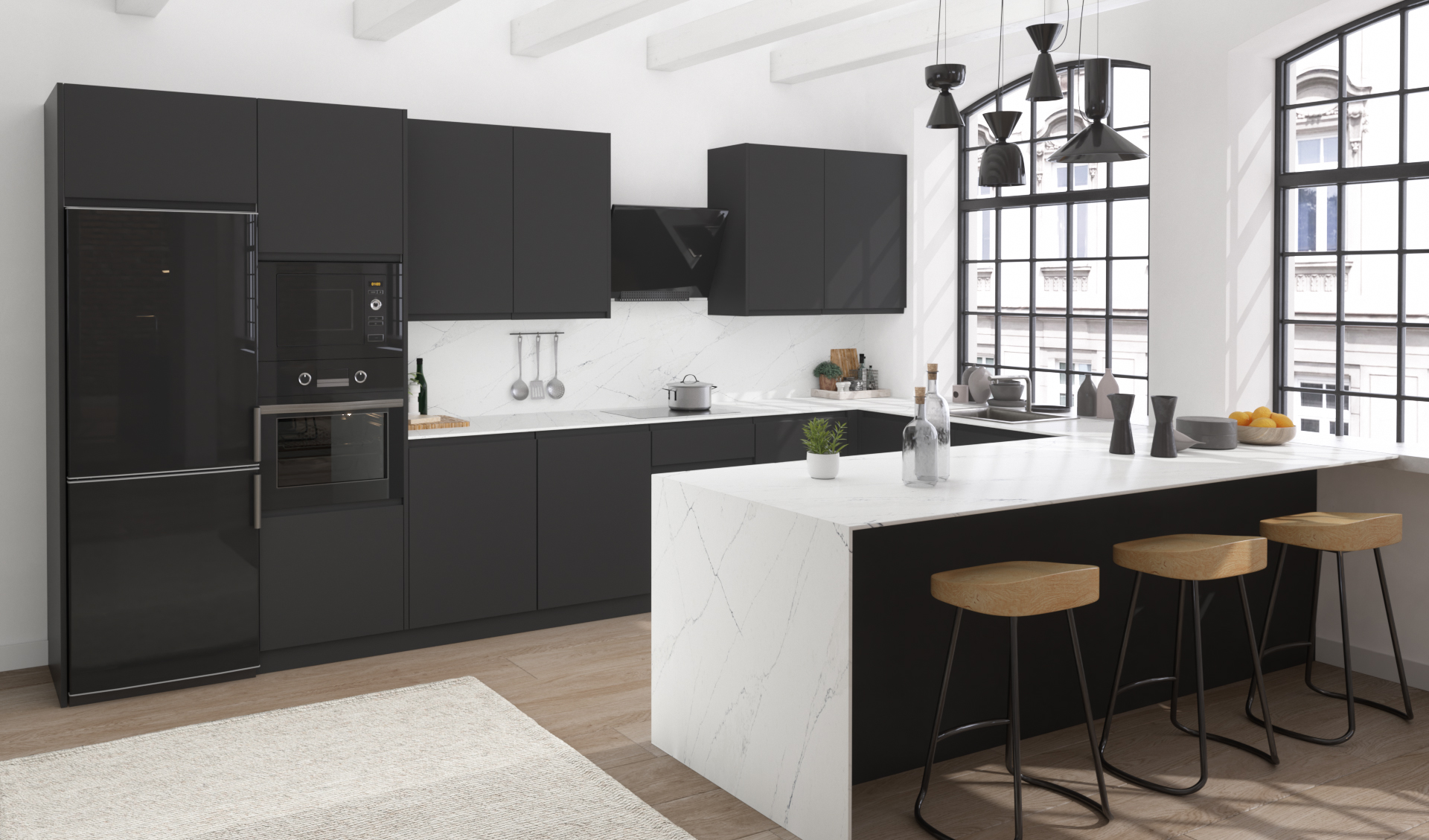 Puerta de cocina Palma Touch Negro Seda - Imagen 2