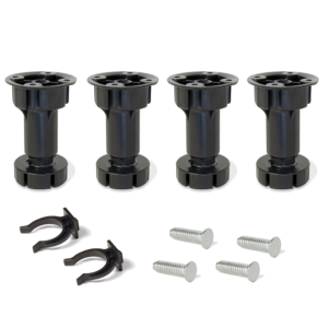 Kit de Pies Niveladores Bone para Módulo de Cocina con Base de Fijación - Altura 100mm - Regulable 98-115mm - Plástico Negro