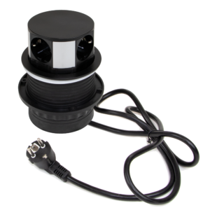 Multiconector Extraíble Vertikal Push - Diámetro 100mm - 3 Enchufes Tipo Schuko - 2 USB Tipo A - Pintado Negro