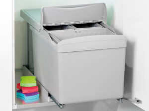 Contenedor Reciclaje de Fijación Inferior y Extracción Automática en Mueble de Cocina - 1x16litros y 2x7.5litros - Gris