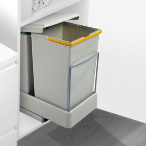 Contenedor Reciclaje de Fijación Inferior y Extracción Automática en Mueble de Cocina - 2x14litros - Gris