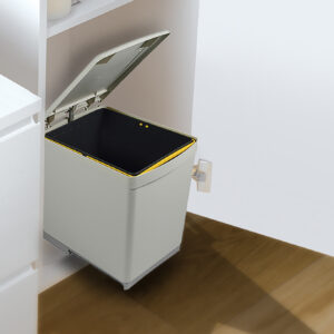 Contenedor Reciclaje de Fijación Inferior y Extracción Manual en Mueble de Cocina - 1 x16litros - Tapa Automática - Gris