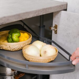 Apertura Izquierda - Sistema de Rincón Extraíble Lake Titane para Mueble de Cocina - Acero y Varios - Gris Antracita