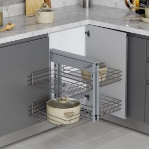 Sistema de Rincón Extraíble Suprastar para Mueble de Cocina - Acero Cromado