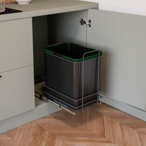 Contenedor Reciclaje de Fijación Inferior y Extracción Manual en Mueble de Cocina Recycle - 1x35litros - Gris Antracita