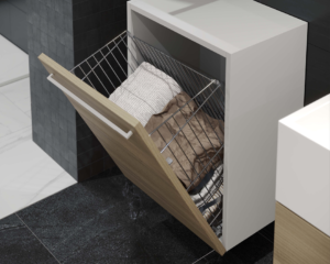 Cesto de Lavandería con Sistema de Puerta Abatible para módulo 45cm - Acero Cromado